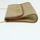 Christian Dior Honeycomb Chain Shoulder Bag Canvas Beige Auth am2250g-3