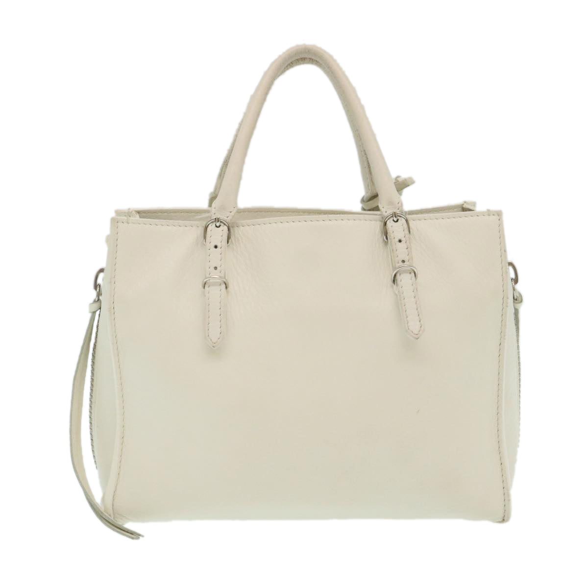 BALENCIAGA 2Way Shoulder Bag Hand Bag Leather White Auth am2305g - 0