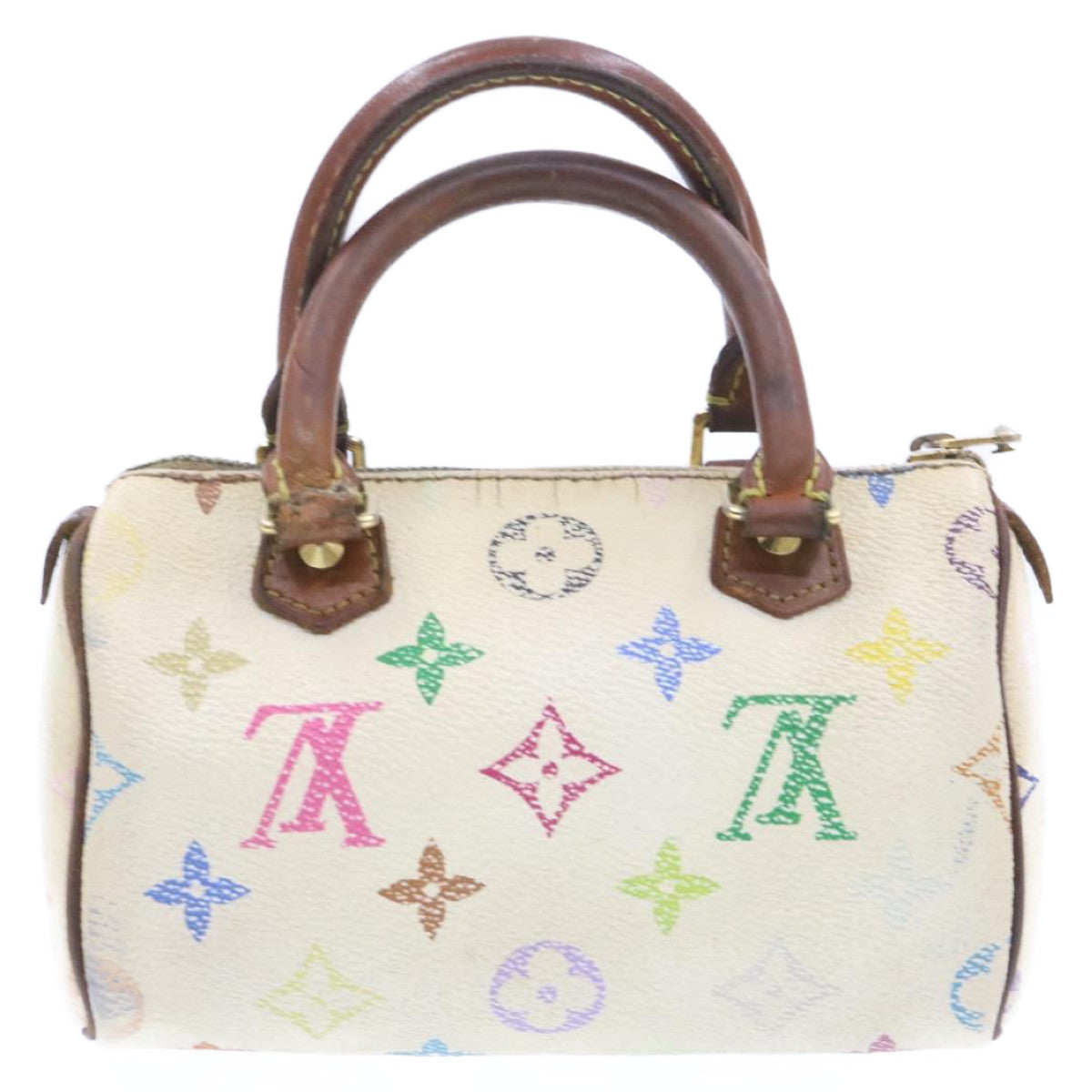 LOUIS VUITTON Monogram Multicolor Mini Speedy Hand Bag White M92645 Auth am232g