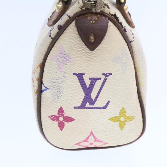 LOUIS VUITTON Monogram Multicolor Mini Speedy Hand Bag White M92645 Auth am232g