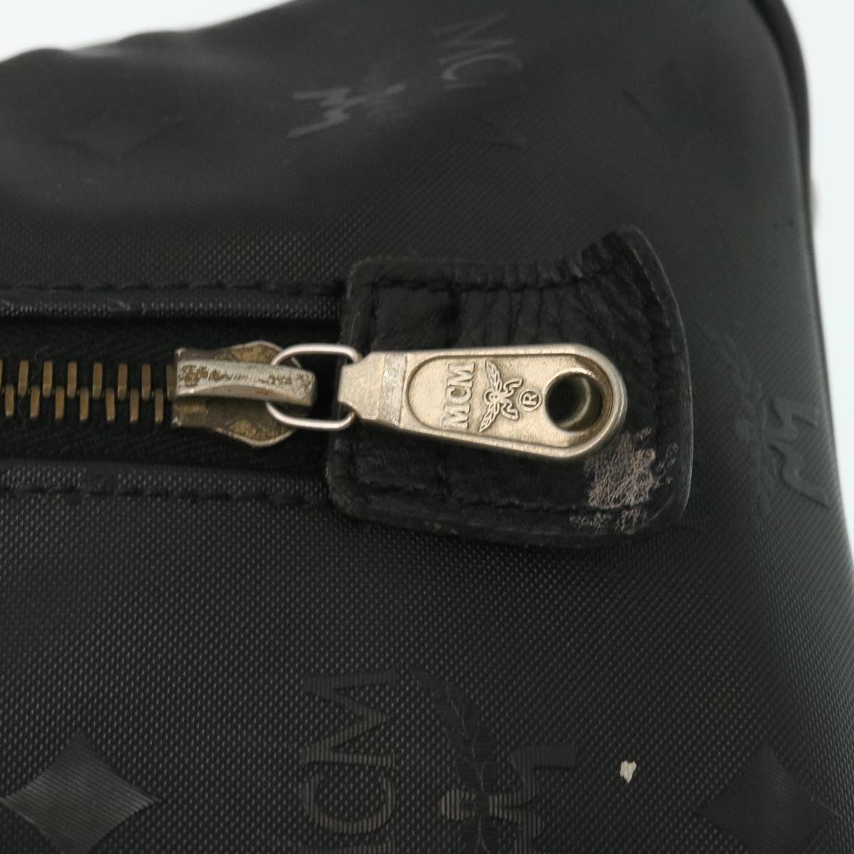 MCM Vicetos Logogram Hand Bag PVC Leather Black Auth am2329g