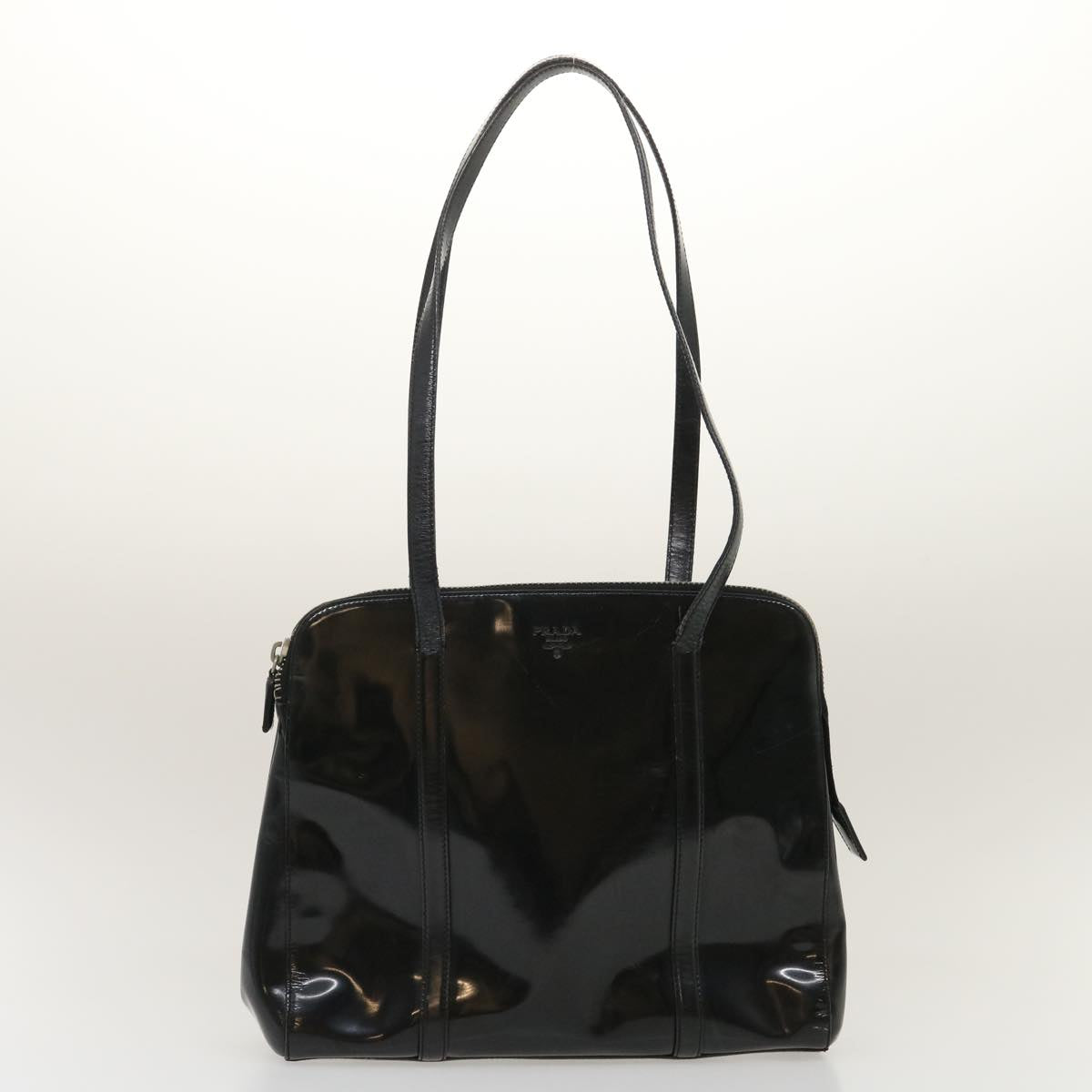 PRADA Shoulder Bag Enamel nylon 2Set Black Auth am2339g - 0