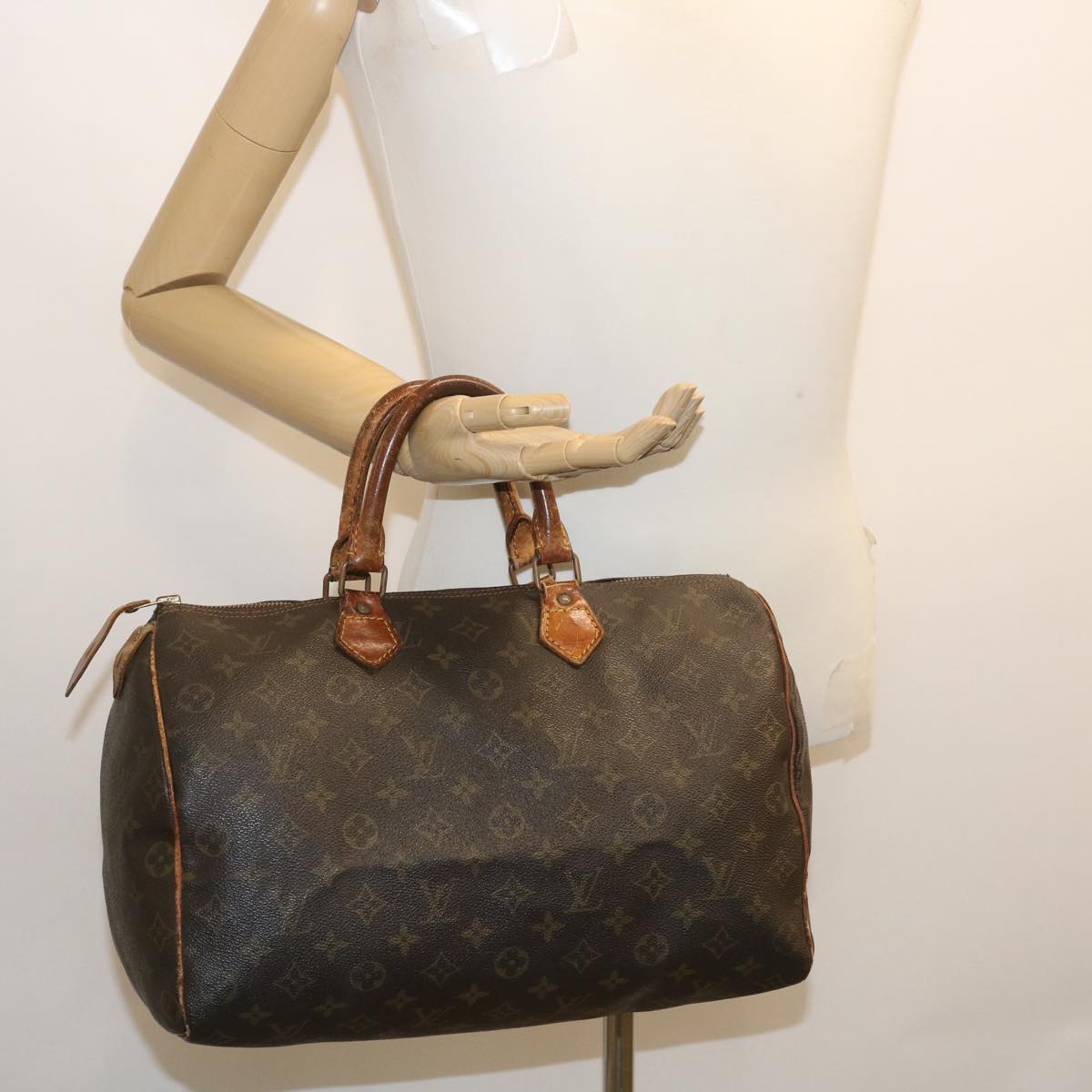 LOUIS VUITTON Monogram Speedy 35 Hand Bag M41524 LV Auth am2351g