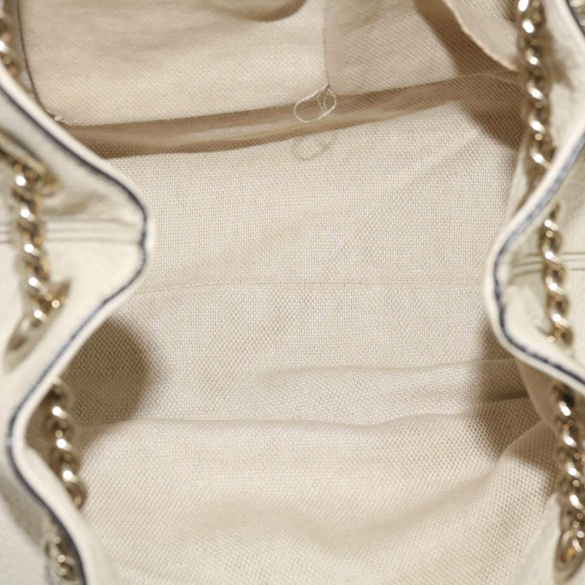 GUCCI Interlocking Chain Tote Bag Leather White Auth am2354g