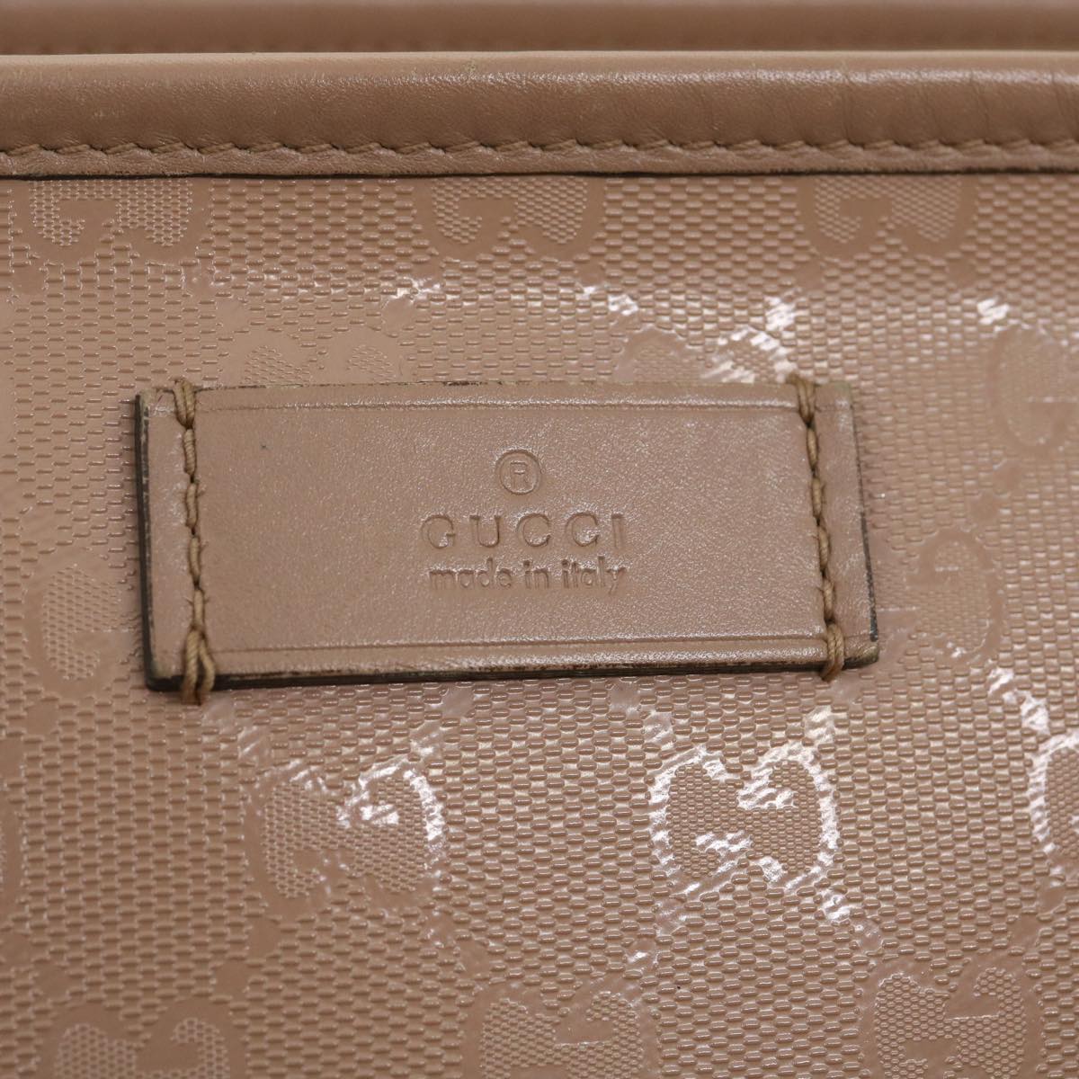 GUCCI GG Canvas Tote Bag PVC Leather Beige Auth am2355g