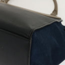 CELINE Hand Bag Leather Suede Gray Navy Auth am2375g-16