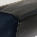 CELINE Hand Bag Leather Suede Gray Navy Auth am2375g-17