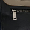 CELINE Hand Bag Leather Suede Gray Navy Auth am2375g-18