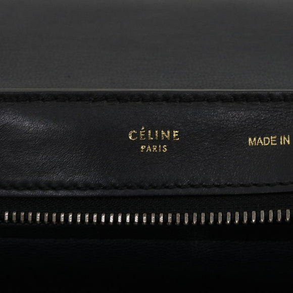 CELINE Hand Bag Leather Suede Gray Navy Auth am2375g