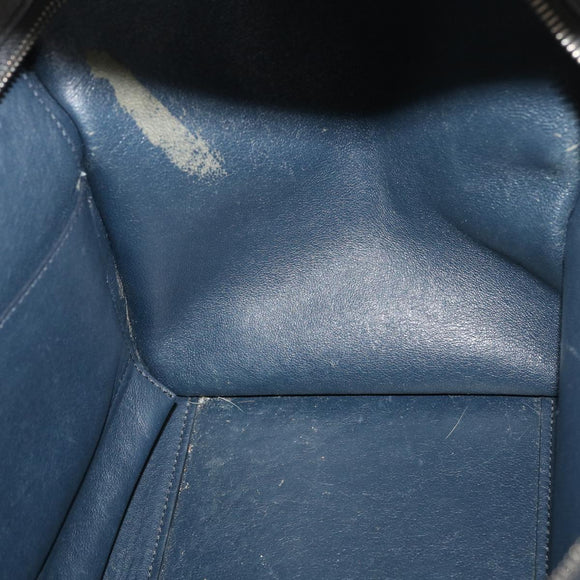 CELINE Hand Bag Leather Suede Gray Navy Auth am2375g