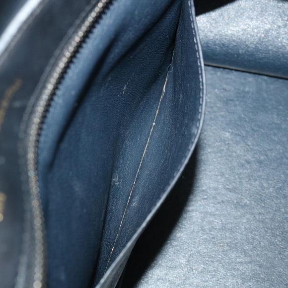 CELINE Hand Bag Leather Suede Gray Navy Auth am2375g