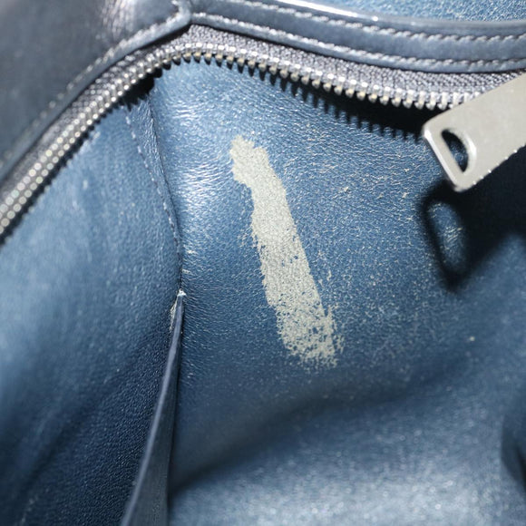 CELINE Hand Bag Leather Suede Gray Navy Auth am2375g