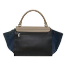 CELINE Hand Bag Leather Suede Gray Navy Auth am2375g-2