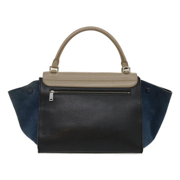 CELINE Hand Bag Leather Suede Gray Navy Auth am2375g - 0
