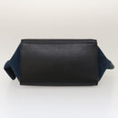 CELINE Hand Bag Leather Suede Gray Navy Auth am2375g-5