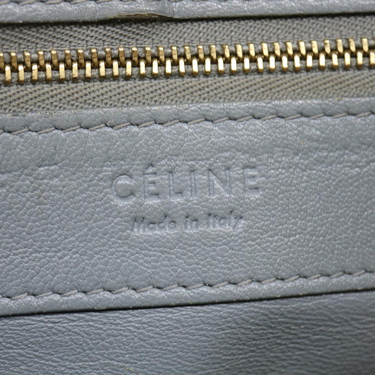 CELINE Tote Bag Leather Gray Auth am2387g