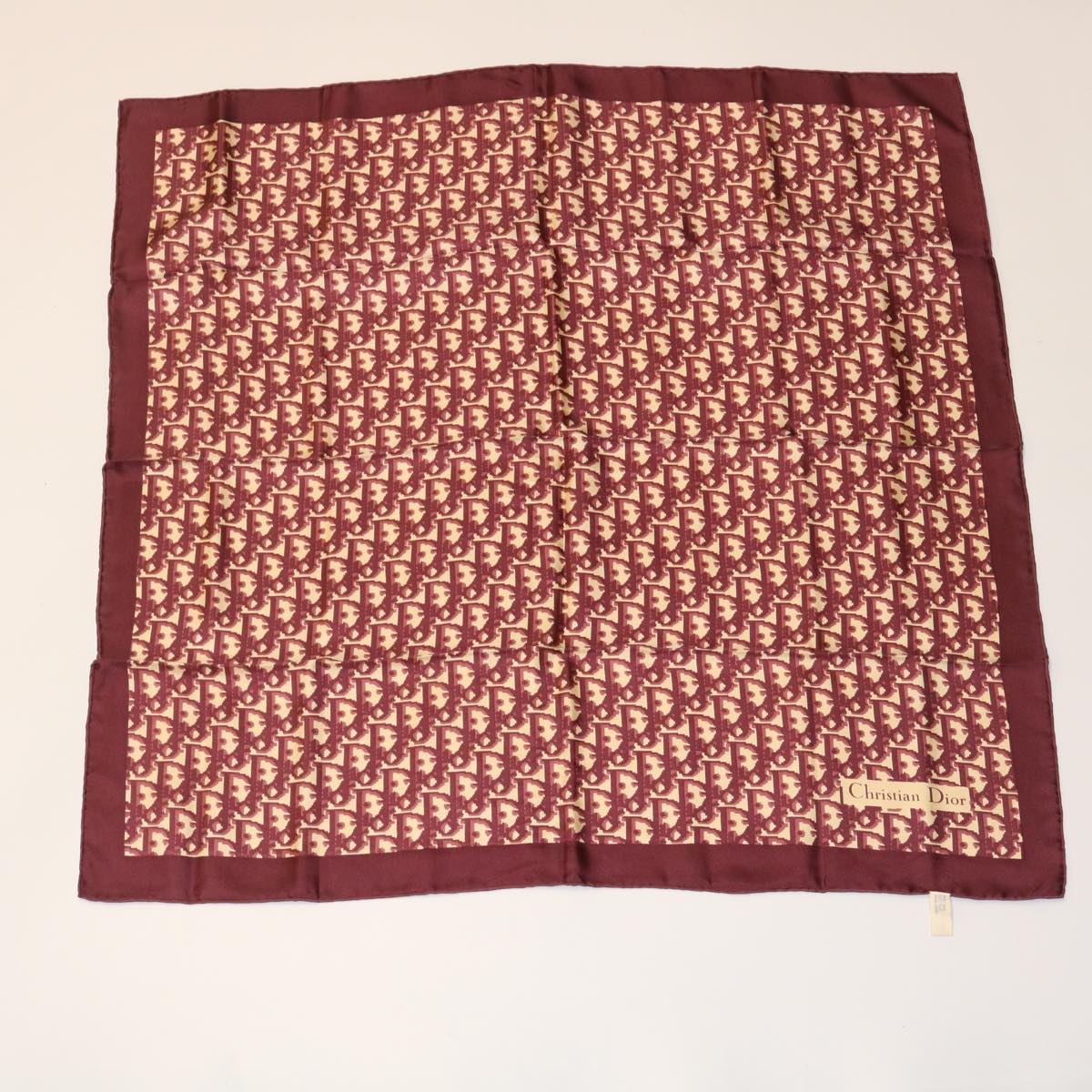 Christian Dior Trotter Scarf Silk 2 pieces Wine Red Black Auth am2432g