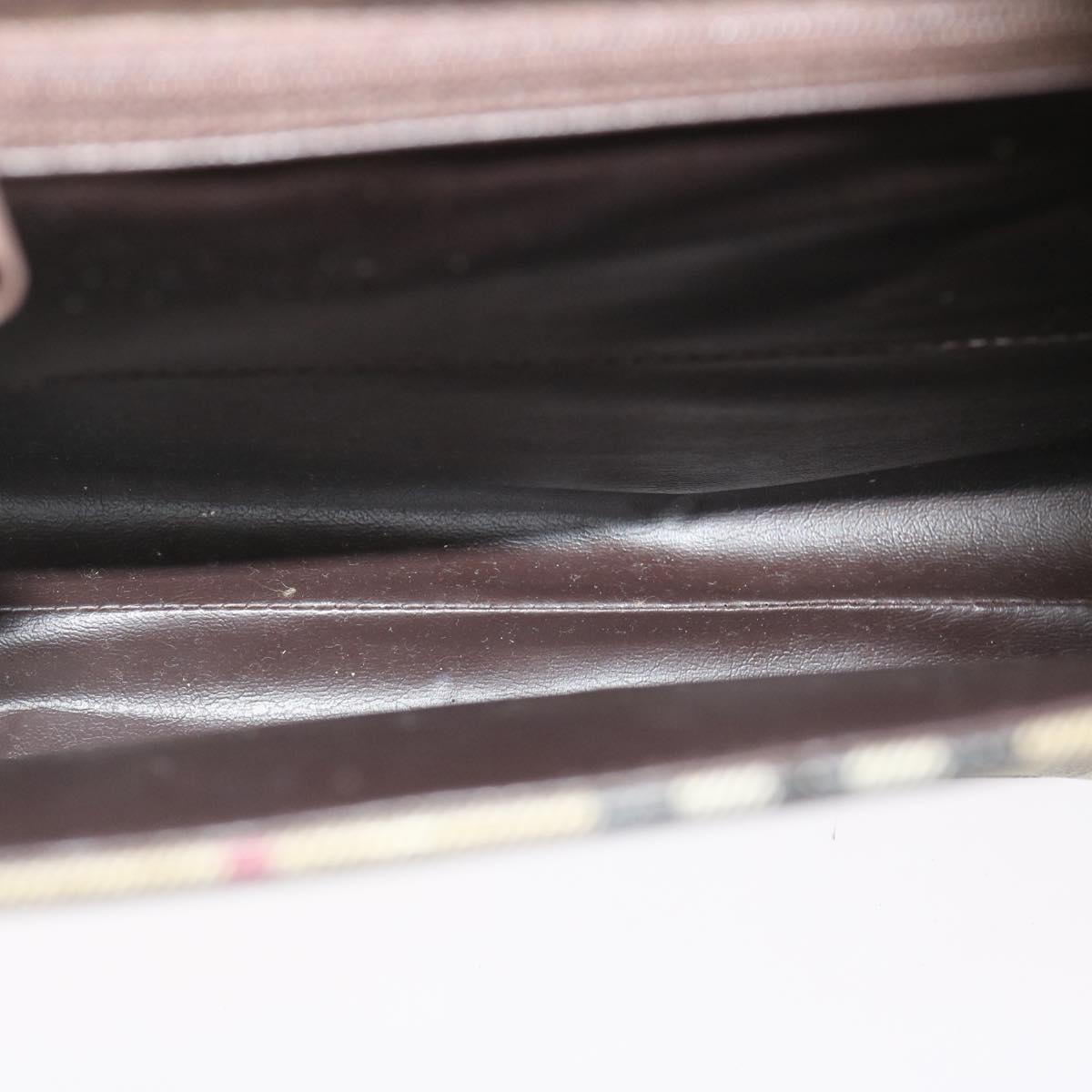 VALENTINO Check Hand Bag PVC Leather 2Way Shoulder Bag Beige Auth am2477g