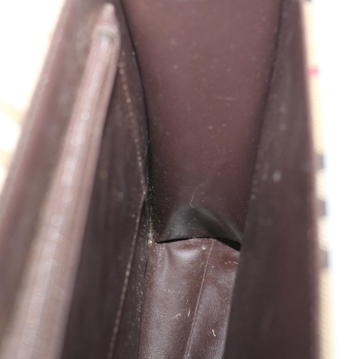 VALENTINO Check Hand Bag PVC Leather 2Way Shoulder Bag Beige Auth am2477g