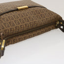FENDI Zucchino Canvas Shoulder Bag Brown Auth am2491g-6