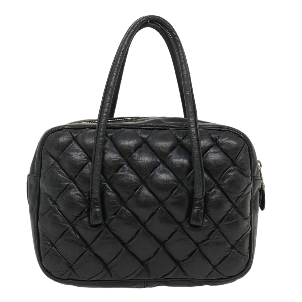 BALENCIAGA The Matelasse Hand Bag Leather Black Auth am2525g - 0