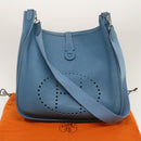 HERMES Leather Evelyn TGM Shoulder Bag Blue Auth am2542gA-12