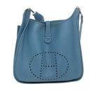 HERMES Leather Evelyn TGM Shoulder Bag Blue Auth am2542gA-13
