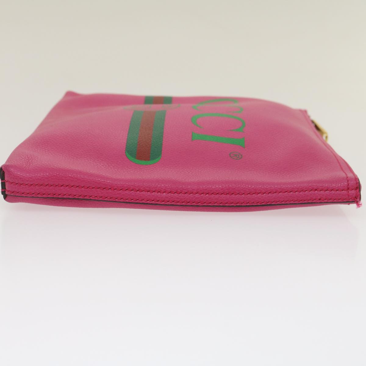 GUCCI Web Sherry Line Soho Clutch Bag Leather Pink Auth am2581g