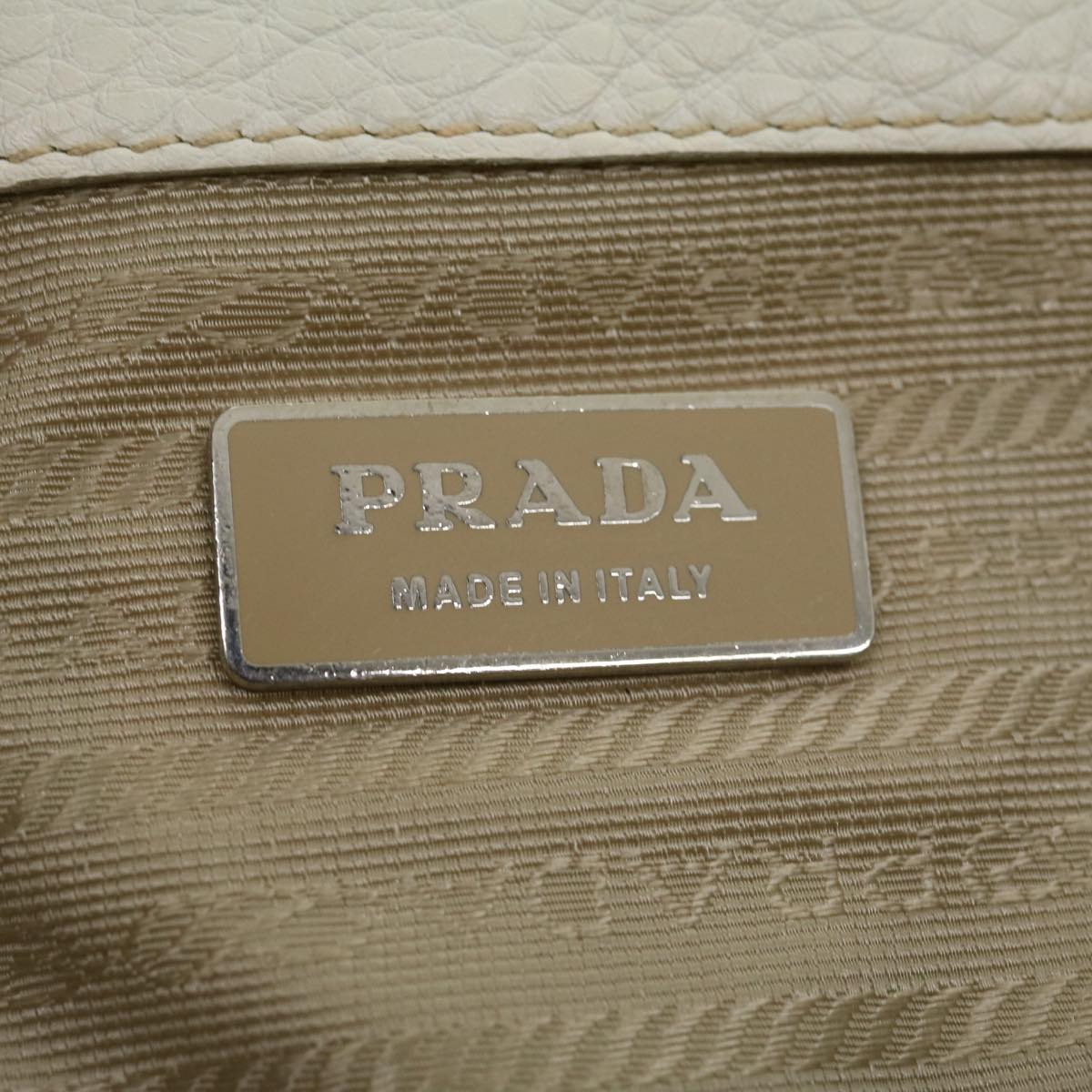 PRADA Tote Bag Leather White Auth am2648g