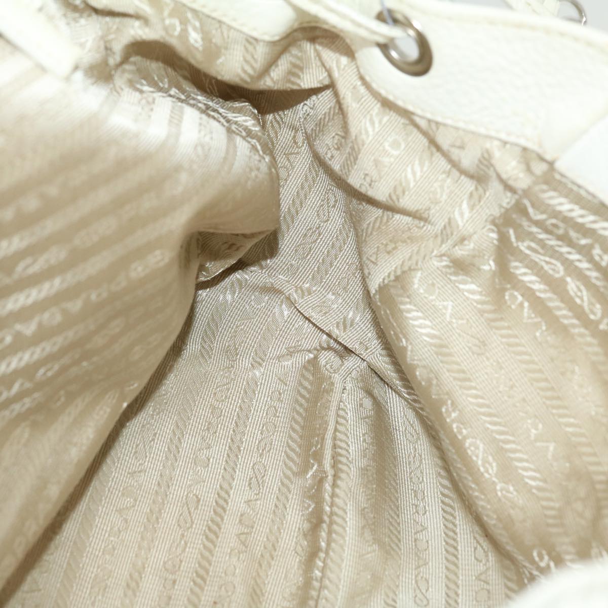 PRADA Tote Bag Leather White Auth am2648g