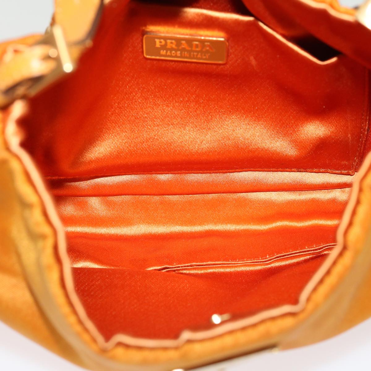 PRADA Chain Shoulder Bag Nylon Orange Auth am2666gA