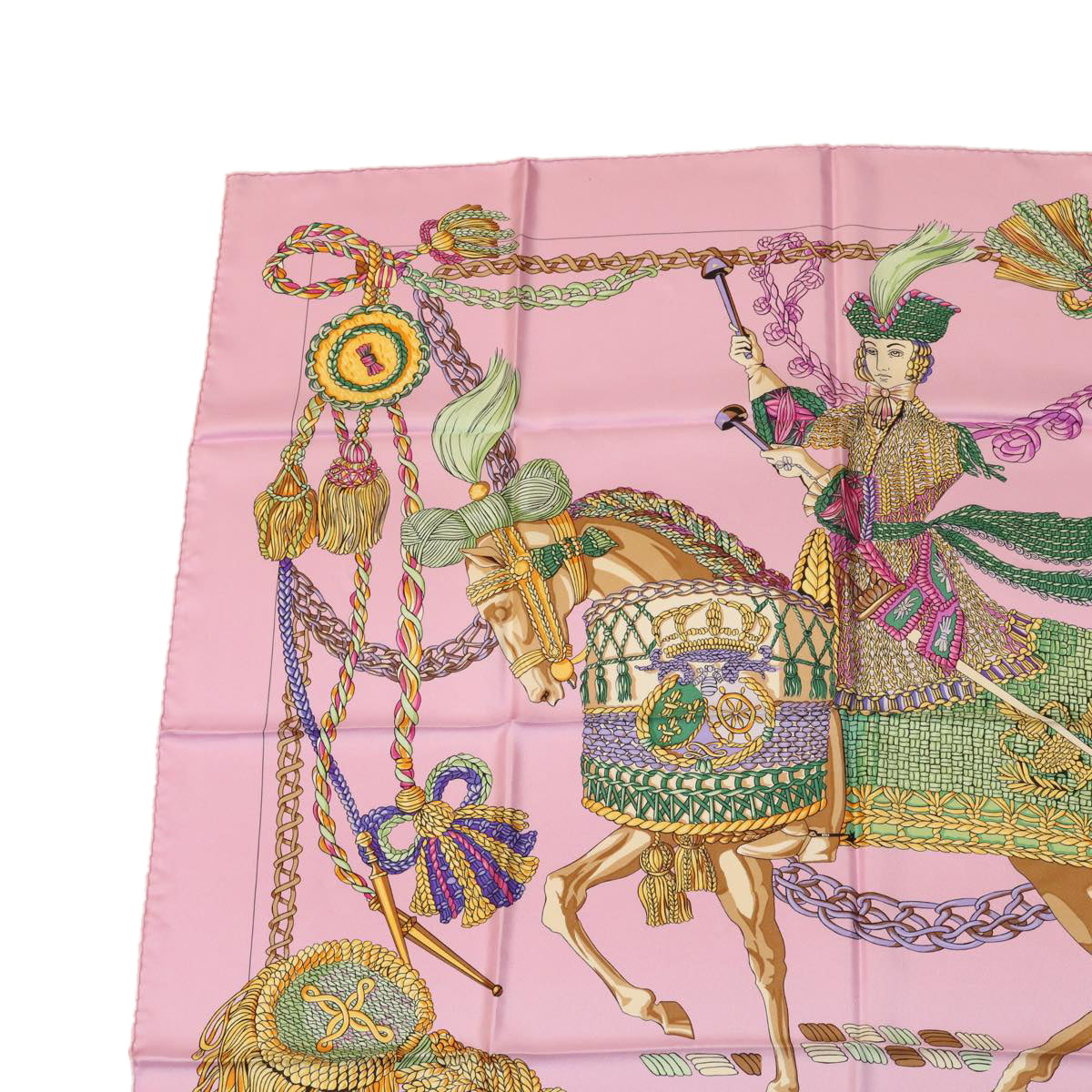 HERMES Carre90 Scarf Silk Pink Auth am2674g
