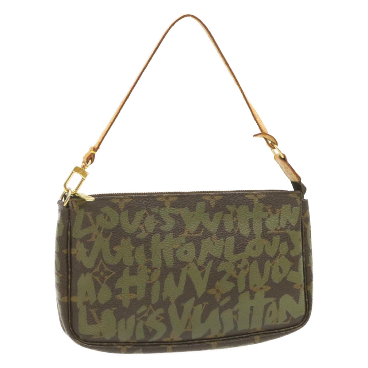 LOUIS VUITTON graffiti Pochette Accessoires Pouch Green M92191 LV Auth am268g