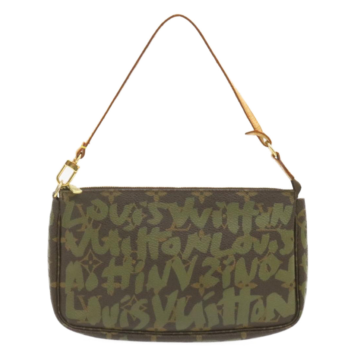 LOUIS VUITTON graffiti Pochette Accessoires Pouch Green M92191 LV Auth am268g - 0