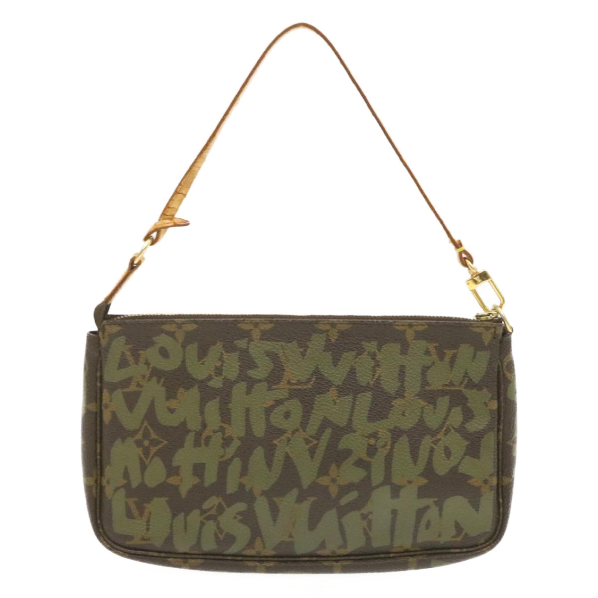 LOUIS VUITTON graffiti Pochette Accessoires Pouch Green M92191 LV Auth am268g