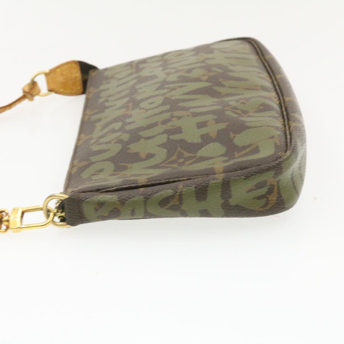 LOUIS VUITTON graffiti Pochette Accessoires Pouch Green M92191 LV Auth am268g