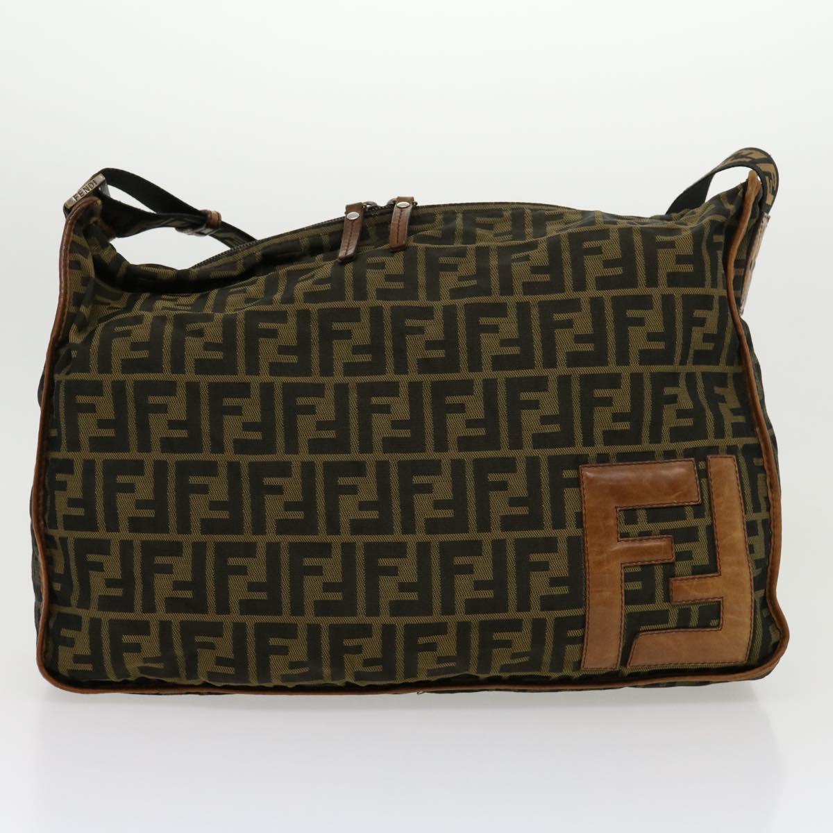FENDI Zucca Canvas Shoulder Bag 2Set Black Brown Auth am2696g