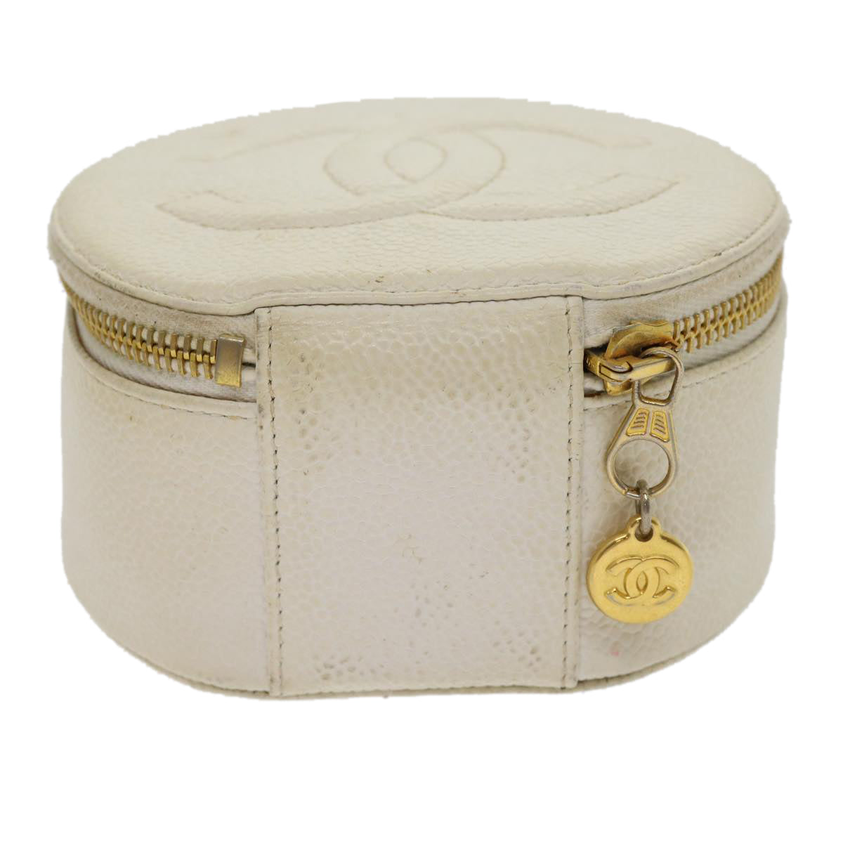 CHANEL Accessory Case Caviar Skin White CC Auth am2700gA - 0