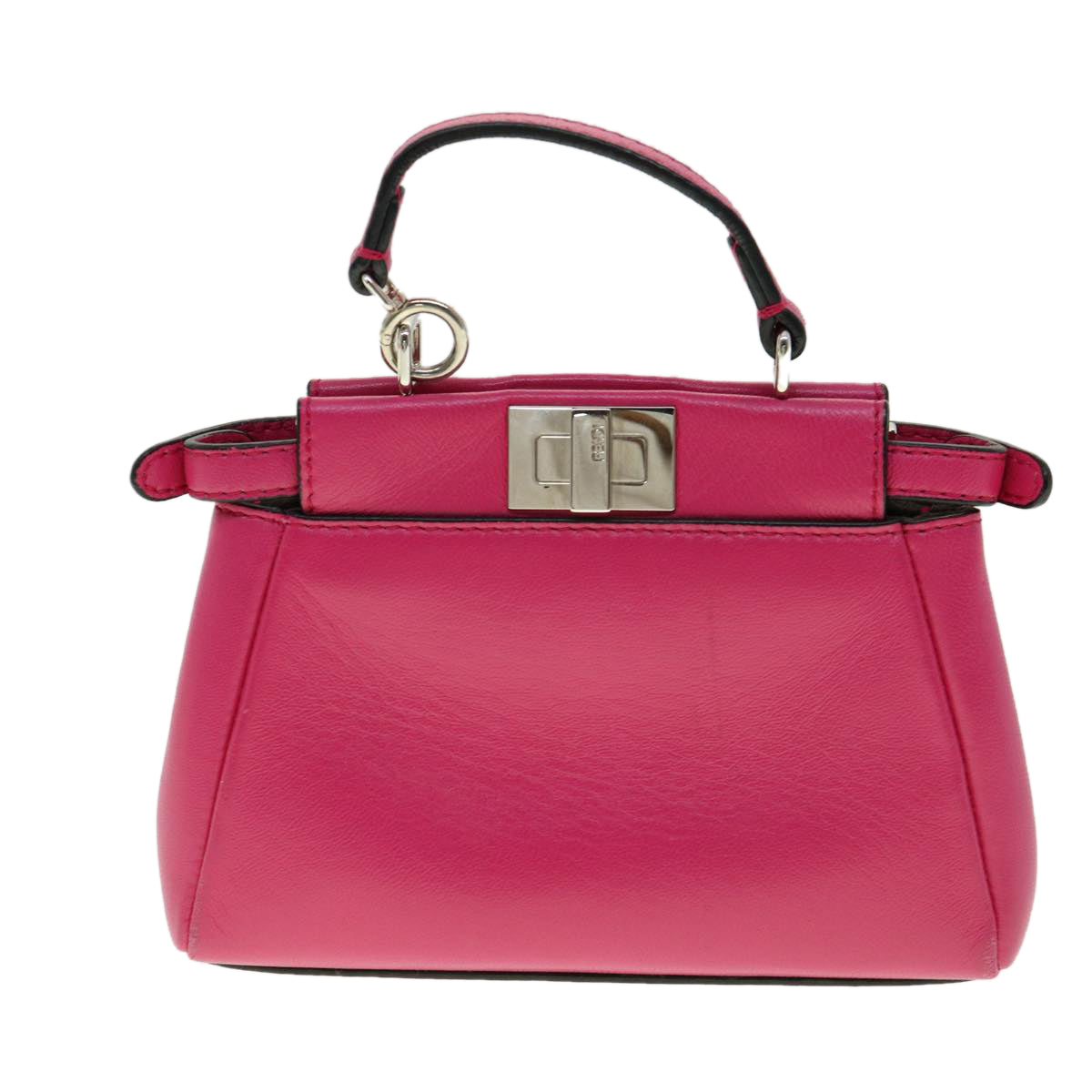 FENDI Micro Peek A Boo Hand Bag Leather 2way Pink Auth am2705gA