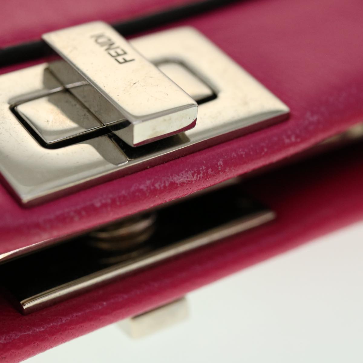 FENDI Micro Peek A Boo Hand Bag Leather 2way Pink Auth am2705gA