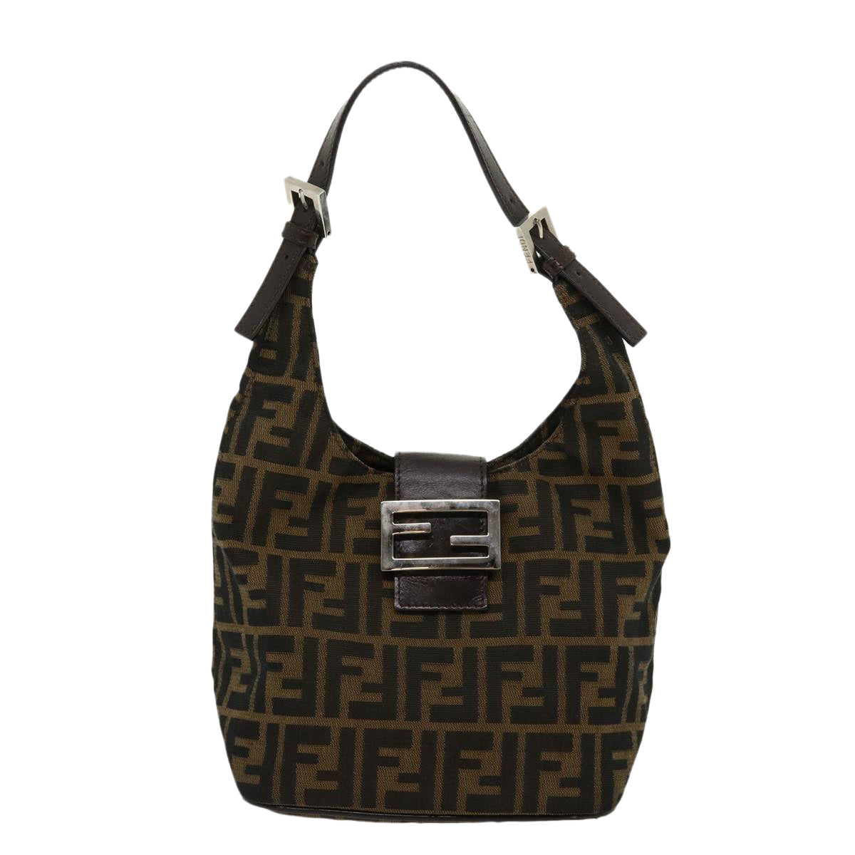 FENDI Zucca Canvas Mamma bucket Shoulder Bag Brown Auth am2731g