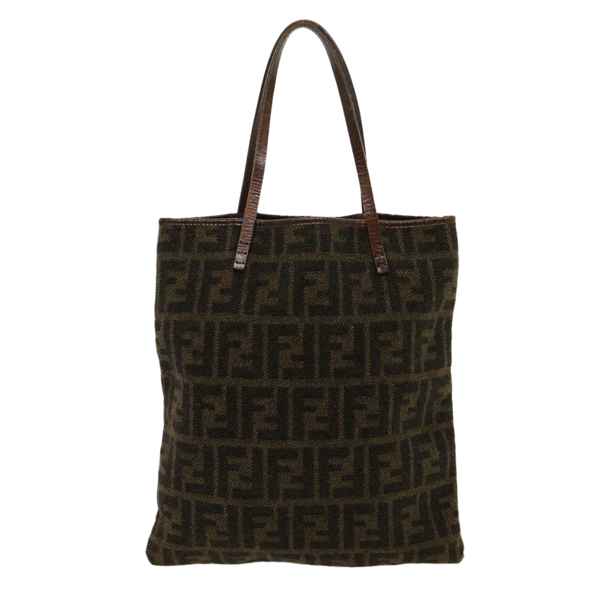 FENDI Zucca Canvas Tote Bag Wool Brown Auth am2733g - 0