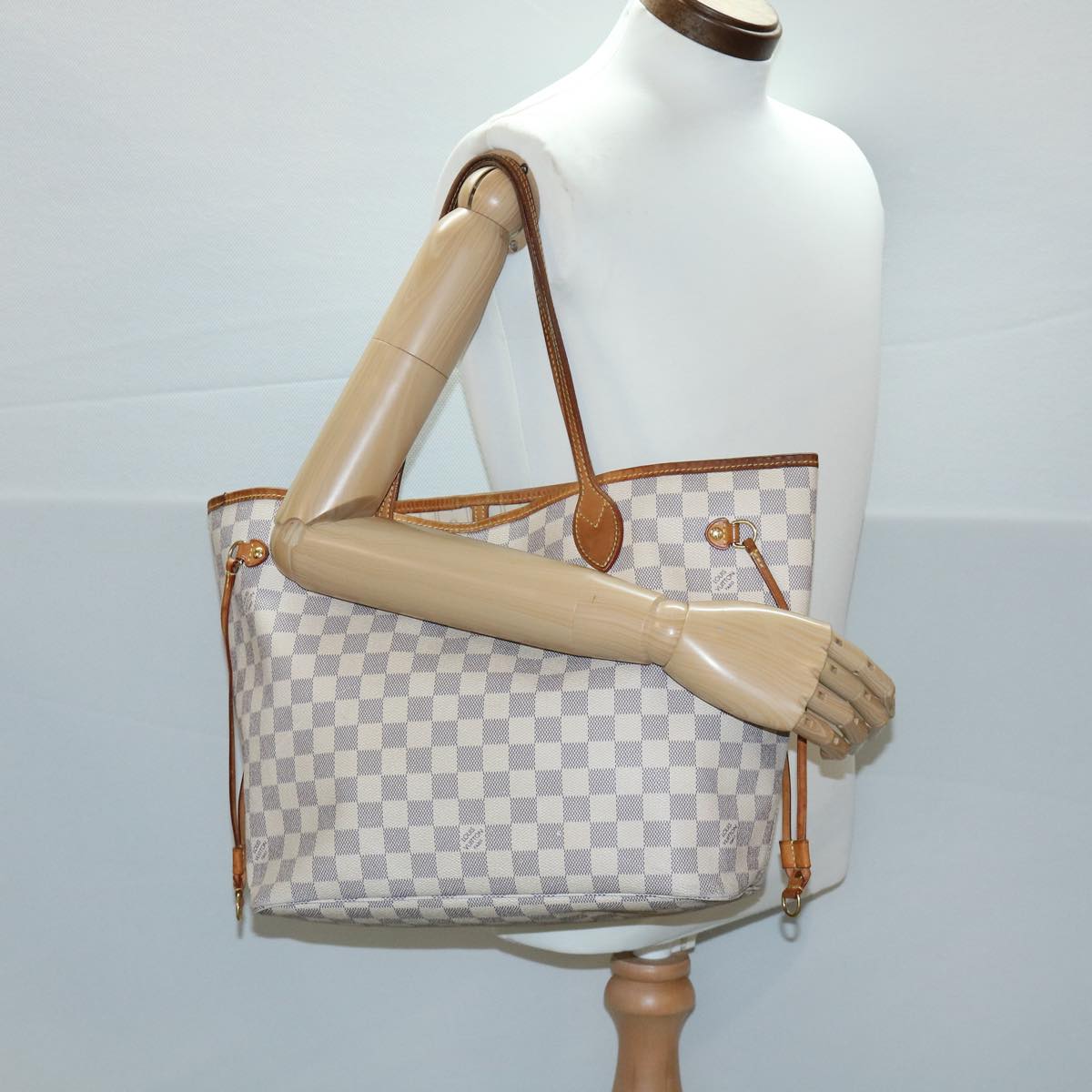 LOUIS VUITTON Damier Azur Neverfull MM Tote Bag N41605 LV Auth am2755g