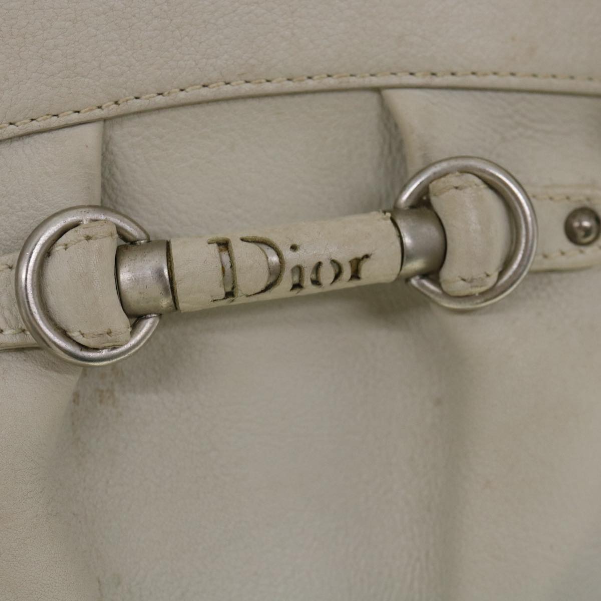 Christian Dior Shoulder Bag Leather White Auth am2766g