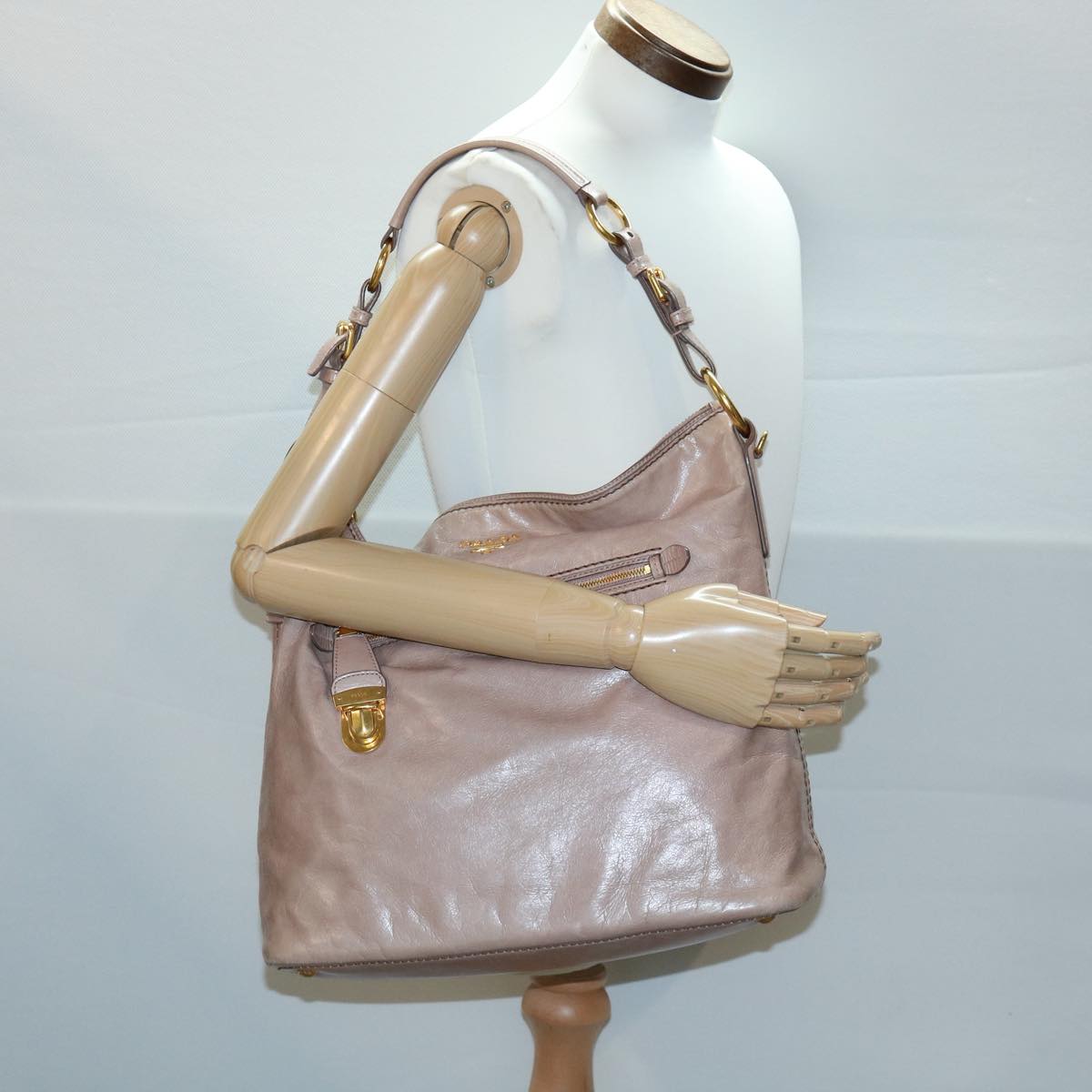 PRADA Shoulder Bag Leather Pink Auth am2771g