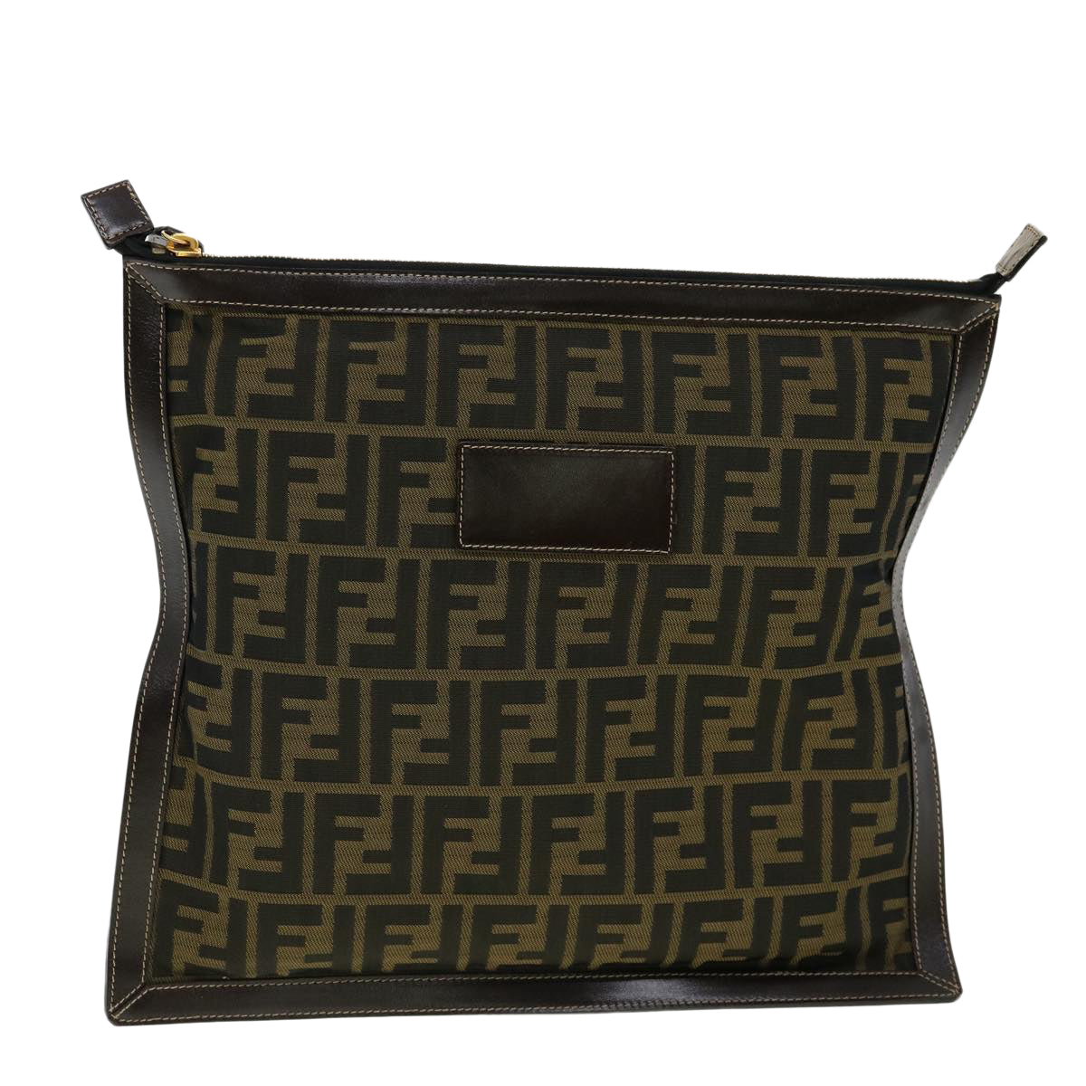 FENDI Zucca Canvas Clutch Bag Brown Auth am2779g