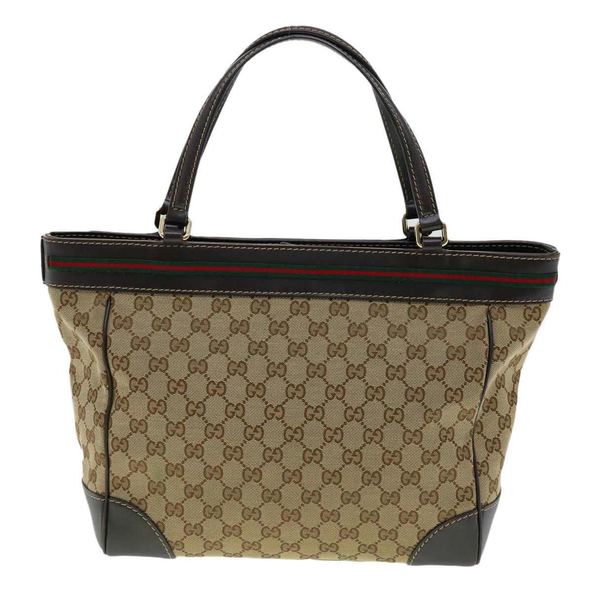 GUCCI Web Sherry Line GG Canvas Tote Bag Beige Green Red Auth am2786g - 0