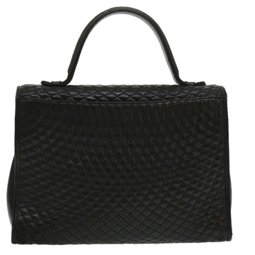 BALLY Hand Bag Leather Black Auth am2821g - 0