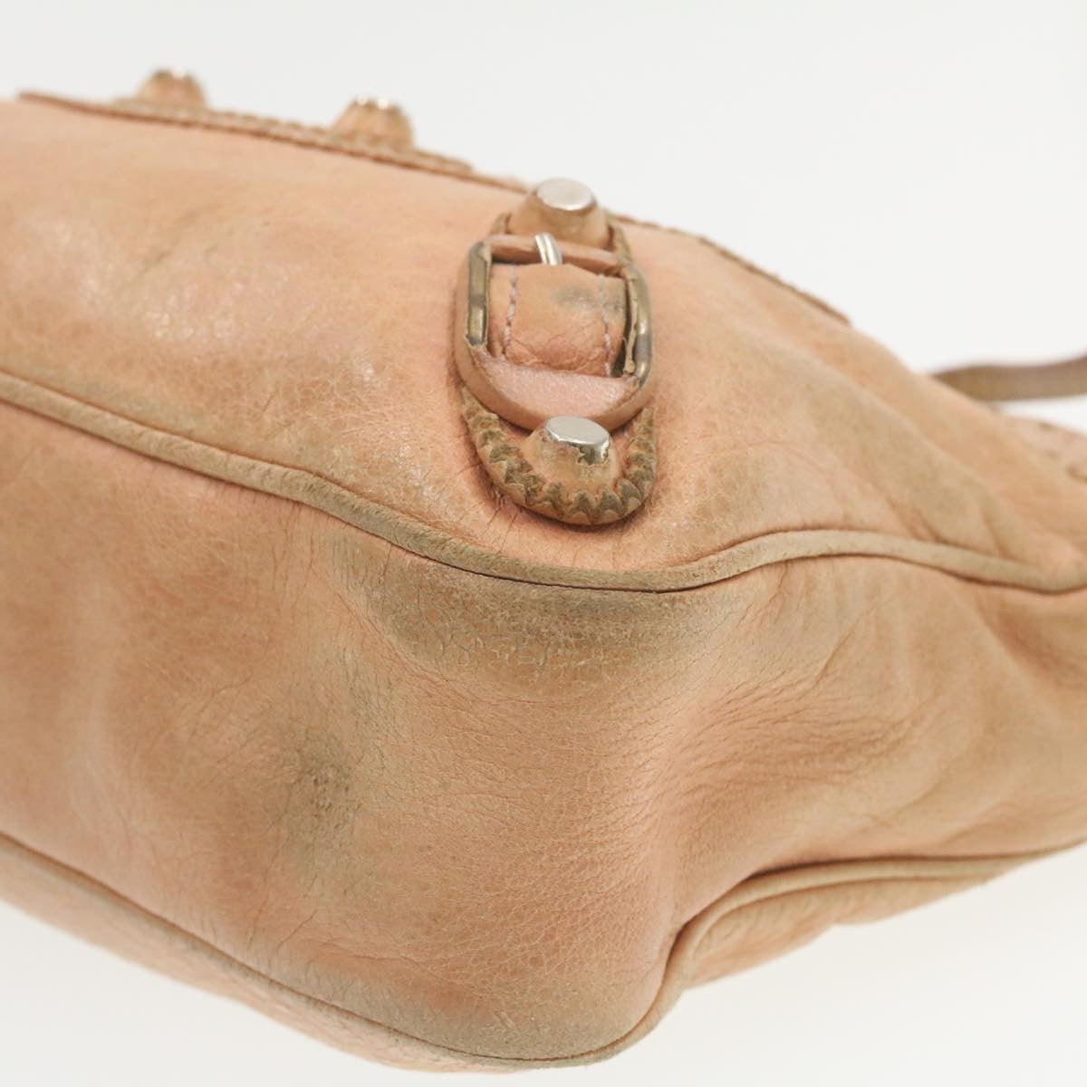 BALENCIAGA Leather Shoulder Bag Pink Auth am507g