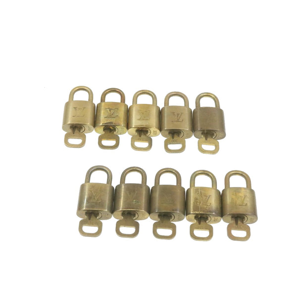 LOUIS VUITTON Padlock 10set Padlock Gold Tone LV Auth am518g